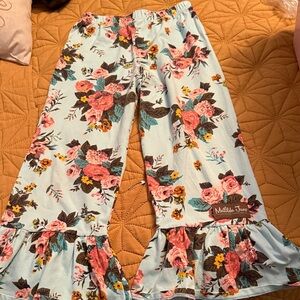 Matilda Jane Blue Floral Ruffle Pants